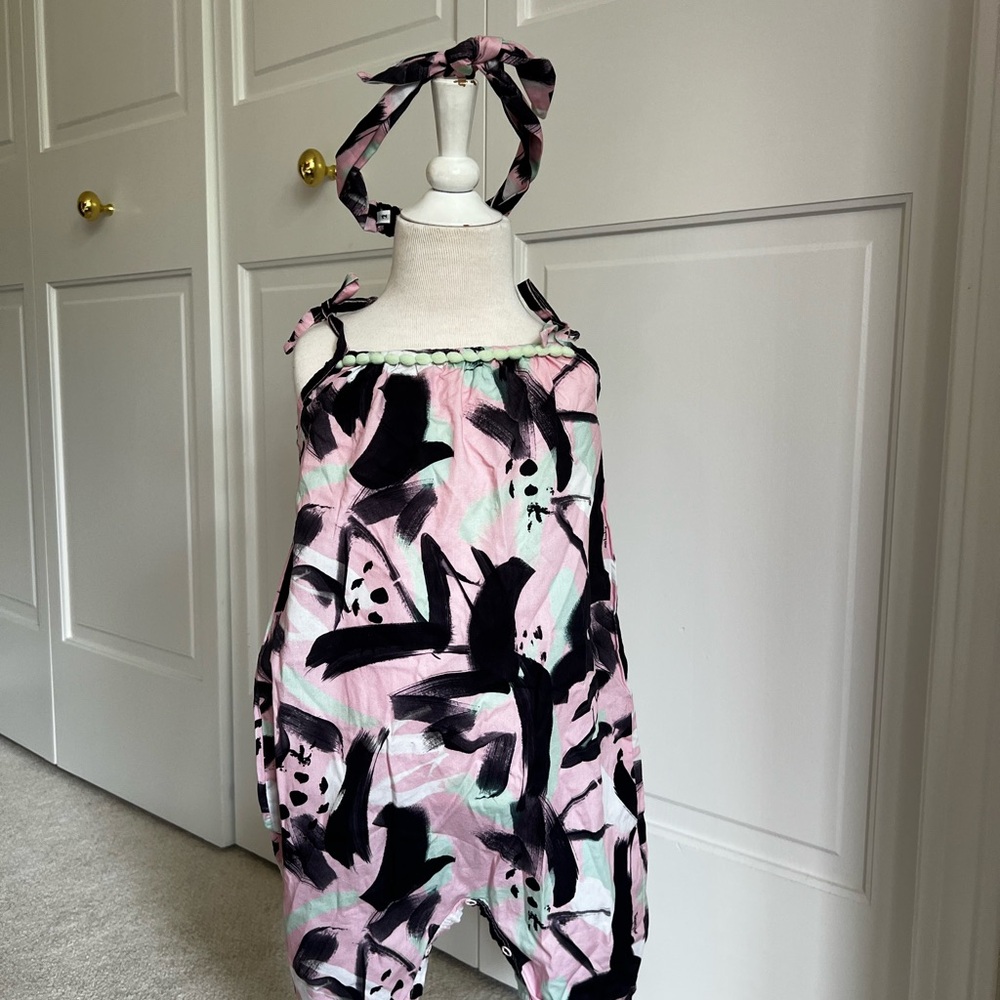 CupBaby Abstract Romper with matching Headband - 12 months/ 1 year